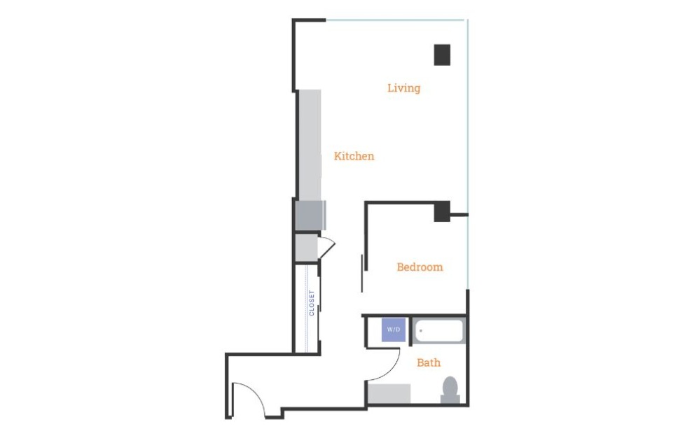 Urban 1 Bedroom D - 1 bedroom floorplan layout with 1 bath and 695 to 695 square feet.