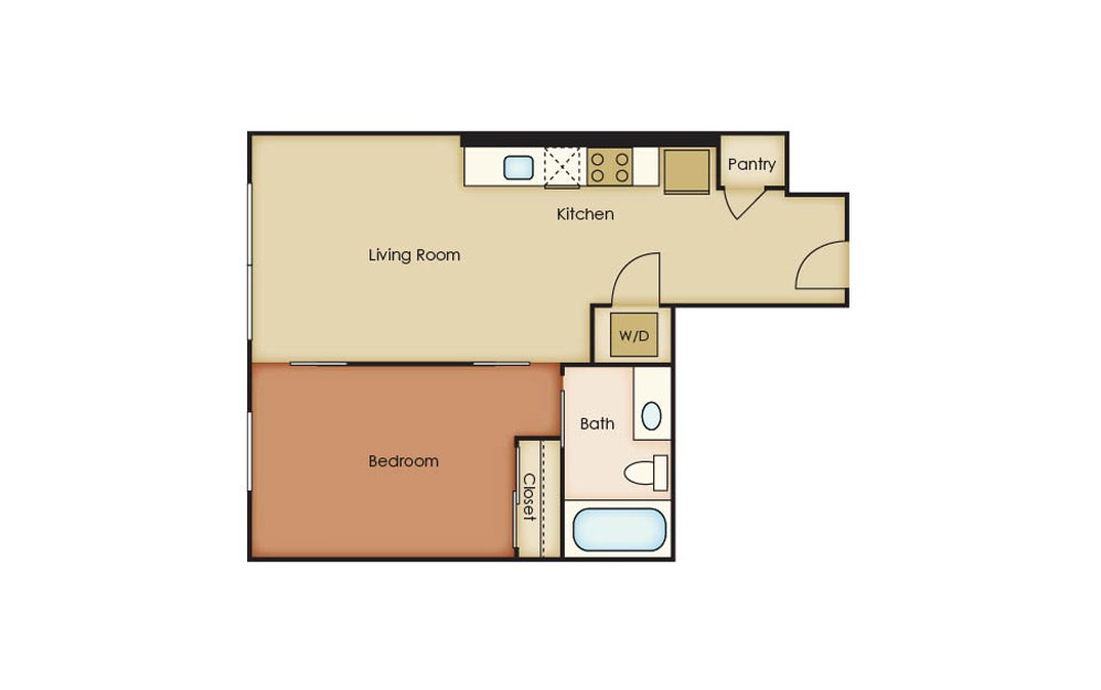 T1.1 - 1 bedroom floorplan layout with 1 bath and 562 square feet. T1.1 - 1 bedroom floorplan layout with 1 bath and 562 square feet.