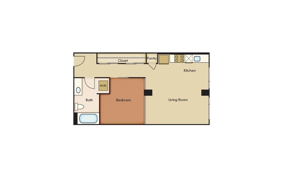 U2.3 - 1 bedroom floorplan layout with 1 bath and 610 square feet. U2.3 - 1 bedroom floorplan layout with 1 bath and 610 square feet.