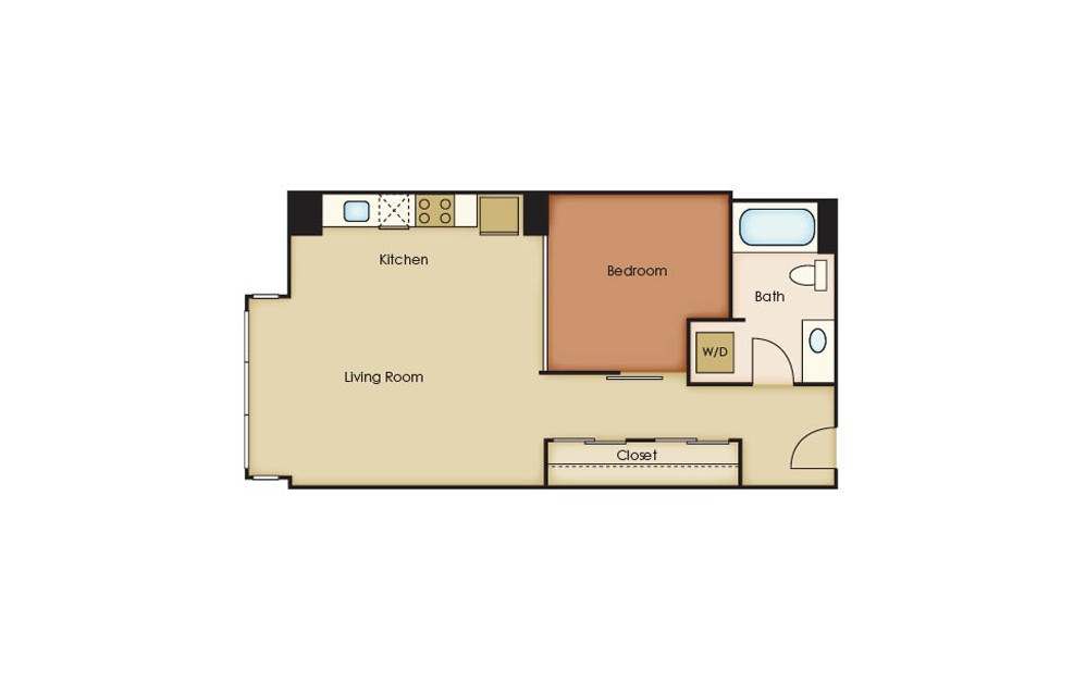 U2.8 - 1 bedroom floorplan layout with 1 bath and 628 square feet. U2.8 - 1 bedroom floorplan layout with 1 bath and 628 square feet.