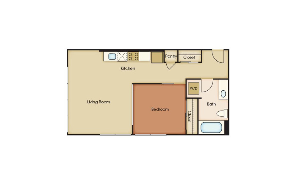 U3.4 - 1 bedroom floorplan layout with 1 bath and 624 square feet. U3.4 - 1 bedroom floorplan layout with 1 bath and 624 square feet.